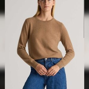 Quince 100% Mongolian Cashmere Crewneck Sweater Camel